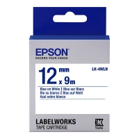 Epson LK-4WLN ruban standard 12 mm (d'origine) - bleu sur blanc C53S654022 083200