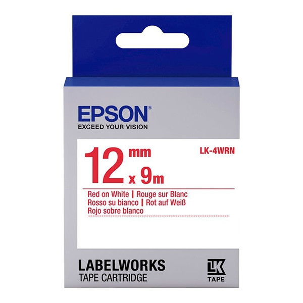 Epson LK-4WRN ruban standard 12 mm (d'origine) - rouge sur blanc C53S654011 083196 - 1