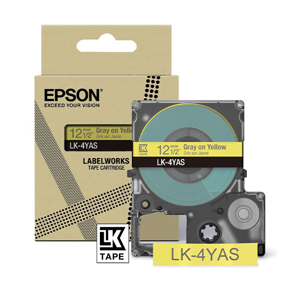 Epson LK-4YAS ruban 12 mm (d'origine) - gris sur jaune C53S672104 084464 - 1