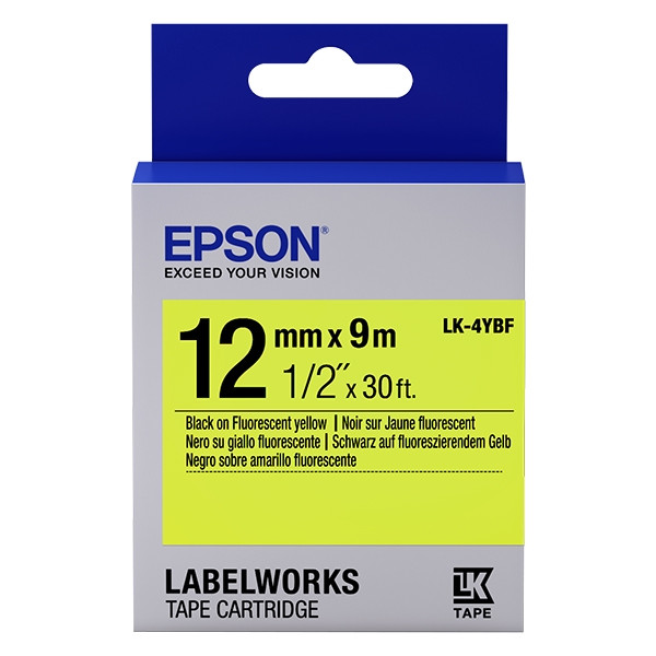 Epson LK-4YBF ruban d'étiquettes 12 mm (d'origine) - noir sur jaune fluo C53S654010 083284 - 1