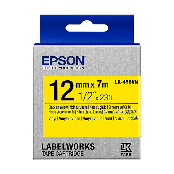 Epson LK-4YBVN ruban d'étiquettes 12 mm (d'origine) - noir sur jaune C53S654042 084348 - 1