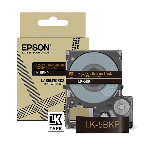 Epson LK-5BKP ruban 18 mm (d'origine) - or sur noir métallisé C53S672095 084444 - 1