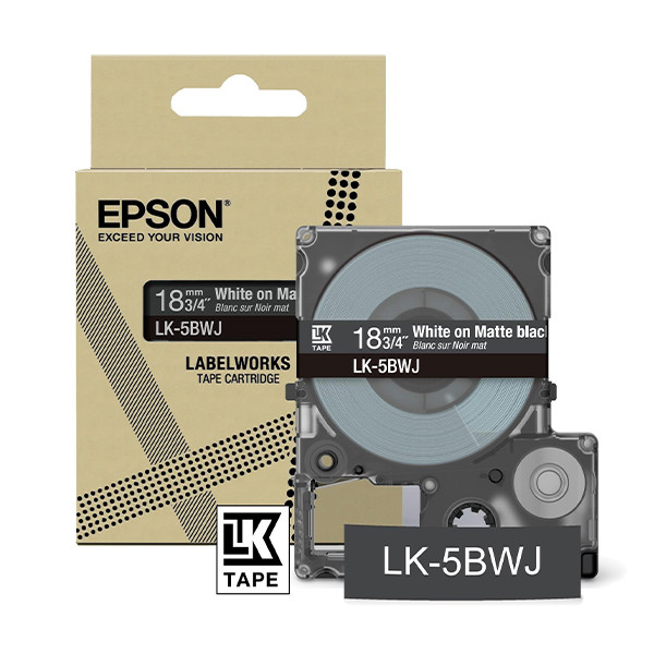 Epson LK-5BWJ ruban mat 18 mm (d'origine) - blanc sur noir C53S672083 084420 - 1