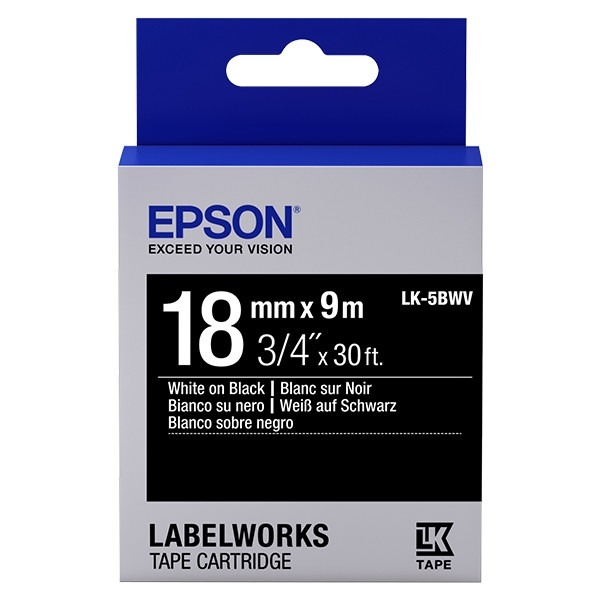 Epson LK-5BWV ruban d'étiquettes vivide 18 mm (d'origine) - blanc sur noir C53S655014 083252 - 1