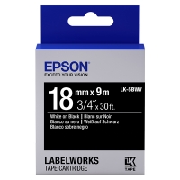 Epson LK-5BWV ruban d'étiquettes vivide 18 mm (d'origine) - blanc sur noir C53S655014 083252