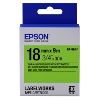 Epson LK-5GBF ruban d'étiquettes 18 mm (d'origine) - noir sur vert fluo C53S655005 083250