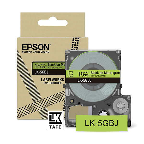 Epson LK-5GBJ ruban mat 18 mm (d'origine) - noir sur vert C53S672078 084412 - 1