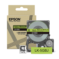 Epson LK-5GBJ ruban mat 18 mm (d'origine) - noir sur vert C53S672078 084412