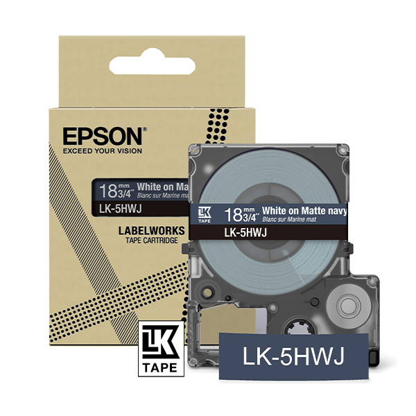 Epson LK-5HWJ ruban mat 18 mm (d'origine) - blanc sur bleu marine C53S672085 084424 - 1