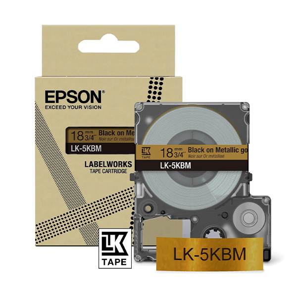 Epson LK-5KBM ruban 18 mm (d'origine) - noir sur or métallisé C53S672093 084440 - 1