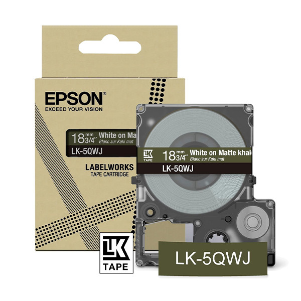 Epson LK-5QWJ ruban mat 18 mm (d'origine) - blanc sur kaki C53S672089 084432 - 1