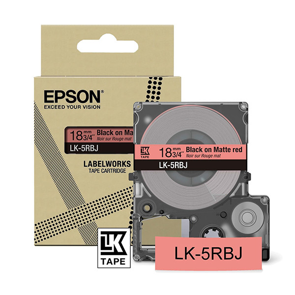 Epson LK-5RBJ ruban mat 18 mm (original) - noir sur rouge C53S672072 084402 - 1