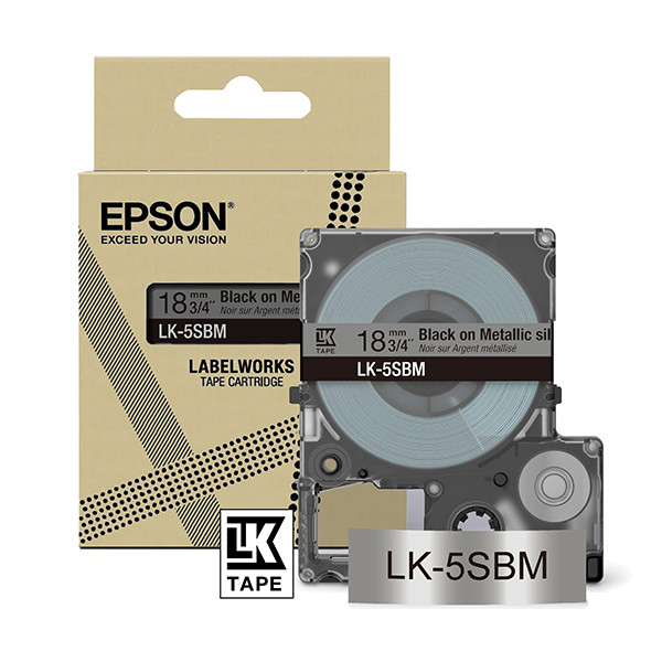 Epson LK-5SBM ruban 18 mm (d'origine) - noir sur argent métallisé C53S672094 084442 - 1