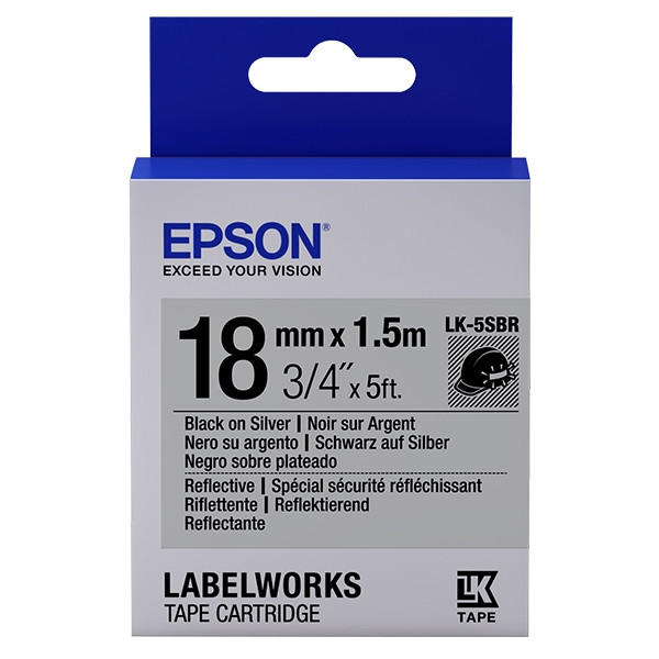 Epson LK-5SBR ruban réfléchissant 18 mm (d'origine) - noir sur argent C53S655016 083228 - 1