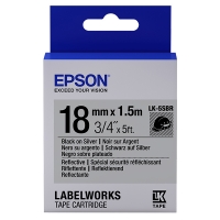Epson LK-5SBR ruban réfléchissant 18 mm (d'origine) - noir sur argent C53S655016 083228