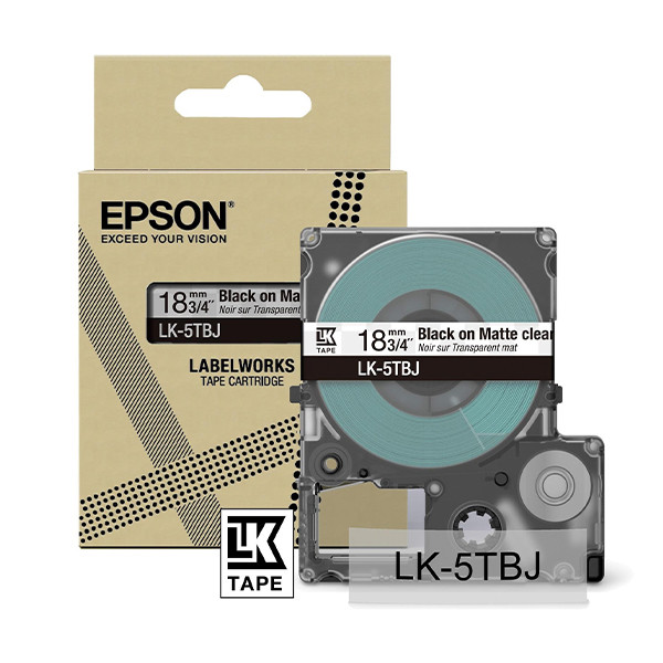 Epson LK-5TBJ ruban mat 18 mm (d'origine) - noir sur transparent C53S672066 084390 - 1