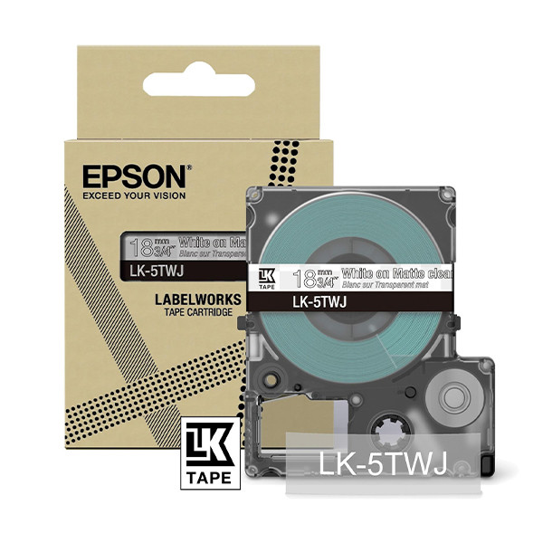 Epson LK-5TWJ ruban mat 18 mm (d'origine) - blanc sur transparent C53S672069 084396 - 1