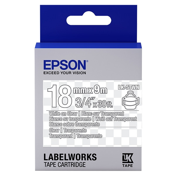 Epson LK-5TWN ruban d'étiquettes 18 mm (d'origine) - blanc sur transparent C53S655009 083234 - 1