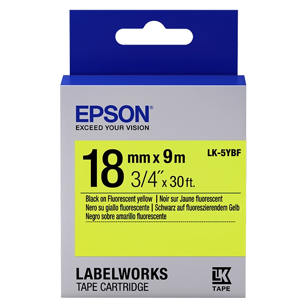 Epson LK-5YBF ruban d'étiquettes 18 mm (d'origine) - noir sur jaune fluo C53S655004 083248 - 1