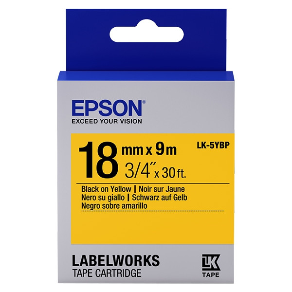 Epson LK-5YBP ruban d'étiquettes 18 mm (d'origine) - noir sur jaune pastel C53S655003 083238 - 1