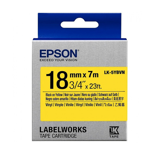Epson LK-5YBVN ruban d'étiquettes 18 mm (d'origine) - noir sur jaune C53S655028 084352 - 1