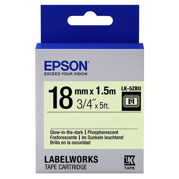 Epson LK-5ZBU ruban d'étiquettes 18 mm (d'origine) - noir foncé sur fluo C53S655015 083230 - 1