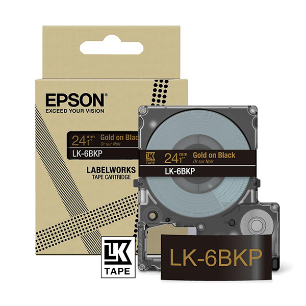 Epson LK-6BKP ruban 24 mm (d'origine) - or sur noir métallisé C53S672096 084446 - 1
