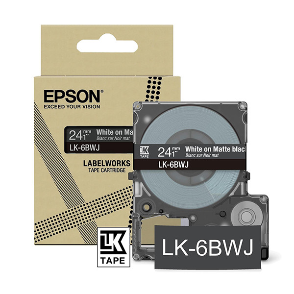 Epson LK-6BWJ ruban mat 24 mm (d'origine) - blanc sur noir C53S672084 084422 - 1