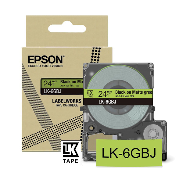 Epson LK-6GBJ ruban mat 24 mm (d'origine) - noir sur vert C53S672079 084472 - 1
