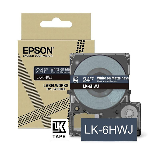 Epson LK-6HWJ ruban mat 24 mm (d'origine) - blanc sur bleu marine C53S672086 084426 - 1