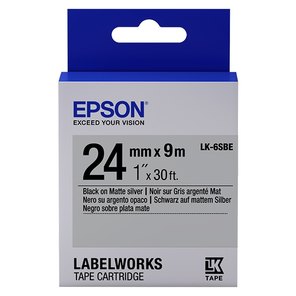 Epson LK-6SBE ruban d'étiquettes adhésives 24 mm (d'origine) - noir sur argent C53S656009 083256 - 1