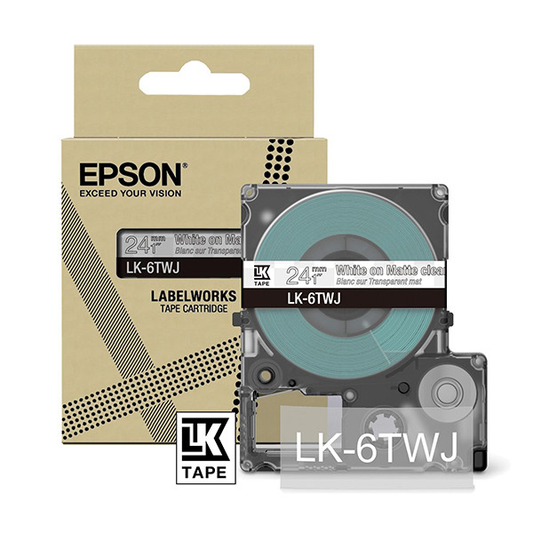 Epson LK-6TWJ ruban mat 24 mm (d'origine) - blanc sur transparent C53S672070 084398 - 1