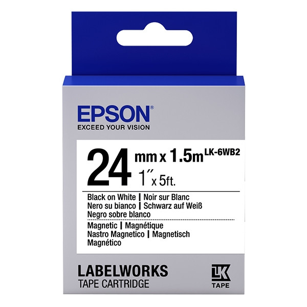 Epson LK-6WB2 ruban magnétique 24 mm (d'origine) - noir sur blanc C53S656003 083270 - 1