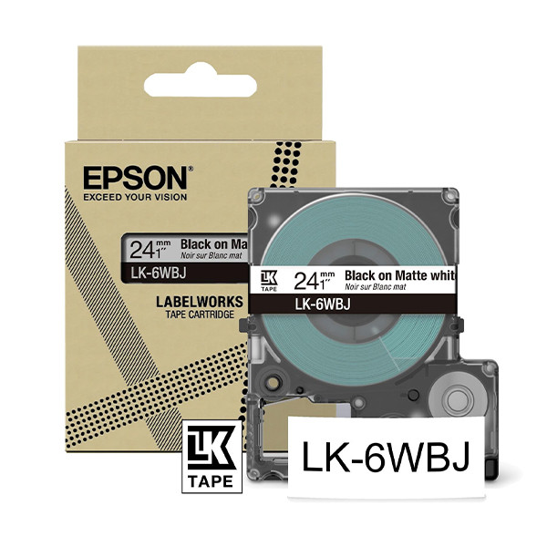Epson LK-6WBJ ruban mat 24 mm (d'origine) - noir sur blanc C53S672064 084388 - 1