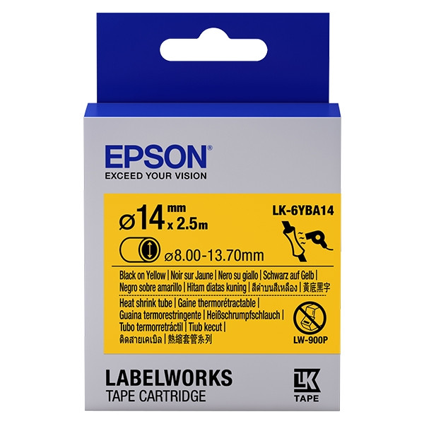 Epson LK-6YBA14 ruban thermorétractable - noir sur jaune 14 mm (d'origine) C53S656905 083298 - 1