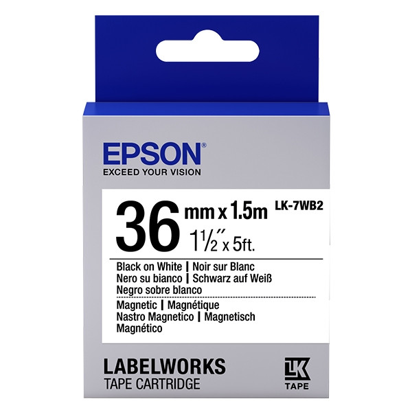 Epson LK-7WB2 ruban d'étiquettes magnétiques 36 mm (d'origine) - noir sur blanc C53S657002 083282 - 1