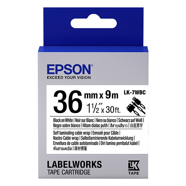 Epson LK-7WBC ruban pour câble 36 mm (d'origine) - noir sur blanc C53S657902 083272 - 1