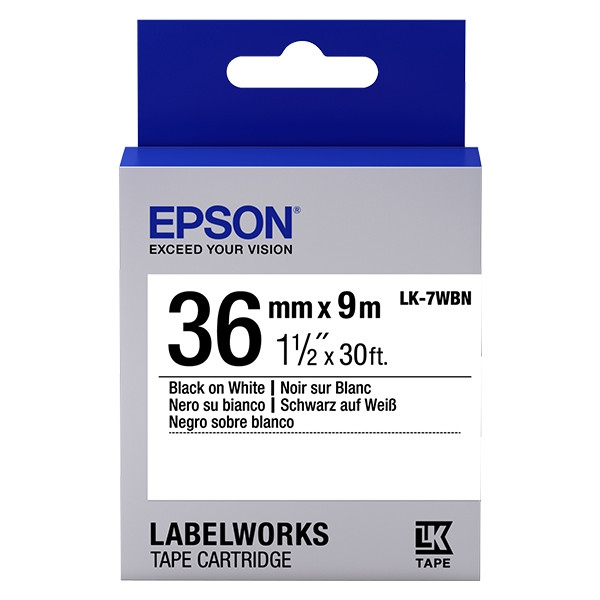 Epson LK-7WBN ruban d'étiquettes standard 36 mm (d'origine) - noir sur blanc C53S657006 083280 - 1