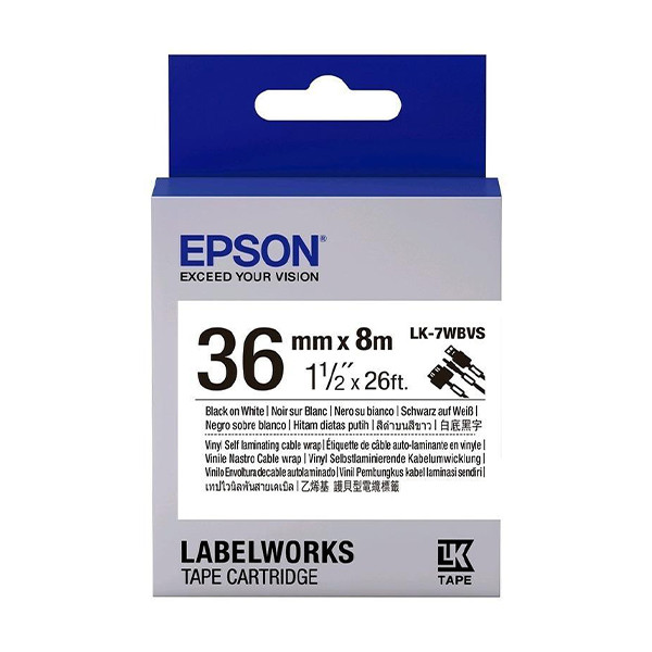 Epson LK-7WBVS ruban pour câble 36 mm (d'origine) - noir sur blanc C53S657014 084364 - 1