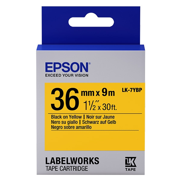 Epson LK-7YBP ruban d'étiquettes 36 mm (d'origine) - noir sur jaune pastel C53S657005 083278 - 1