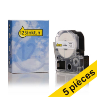 Offre : 5x Epson LK-4WBN cassette à ruban standard 12 mm (marque 123encre) - noir sur blanc 650873
