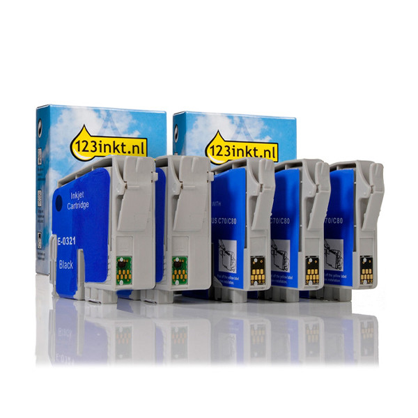 Epson Offre Epson : série T032 2x noir + 3x couleur (marque 123encre)  160803 - 1