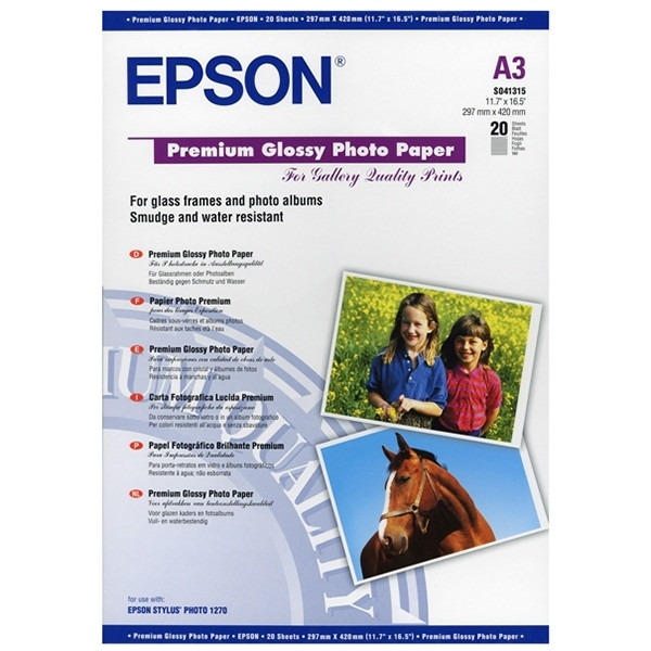 Epson S041315 Premium Glossy papier photo DIN 255 g/m² A3 (20 feuilles) C13S041315 150360 - 1