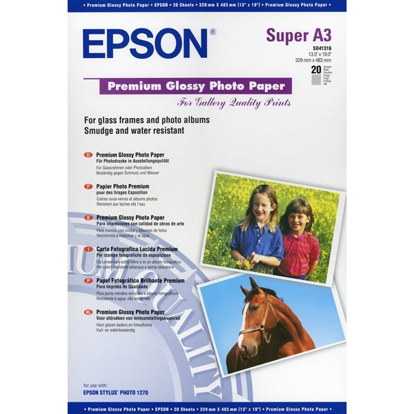 Epson S041316 Premium Glossy papier photo 250 g/m² A3+ (20 feuilles) C13S041316 150324 - 1