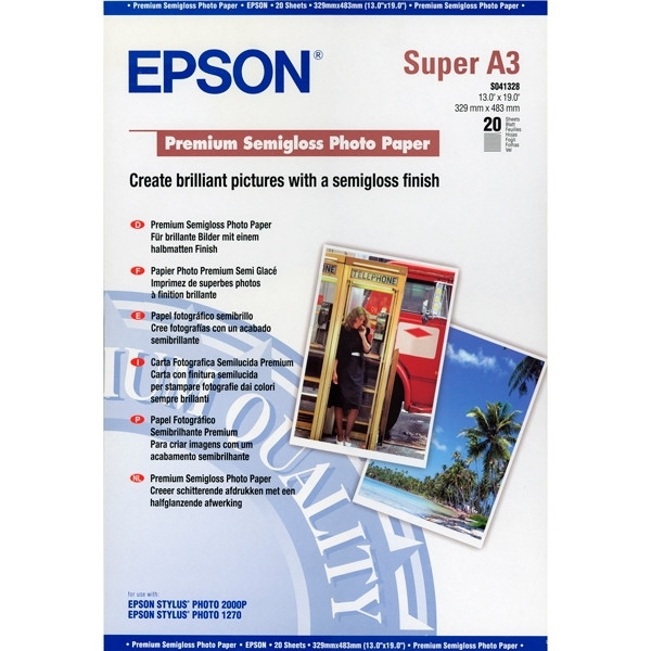 Epson S041328 Premium Semigloss papier photo 250 g/m² A3+ (20 feuilles) C13S041328 064613 - 1