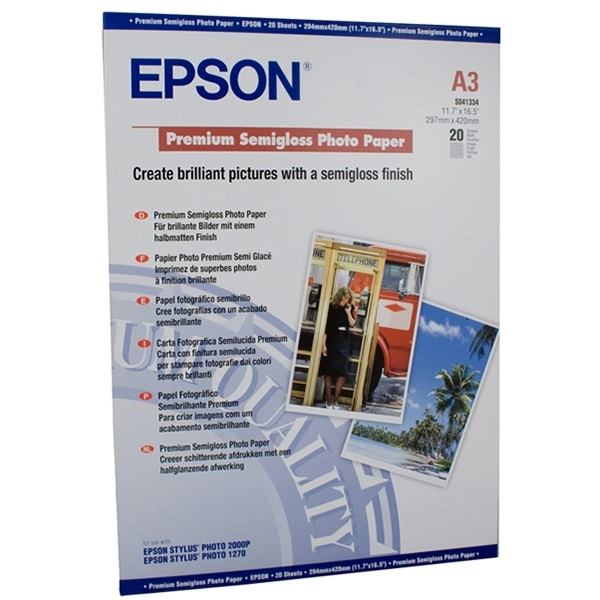 Epson S041334 Premium papier photo semi-brillant DIN 251 g/m² A3 (20 feuilles) C13S041334 150380 - 1