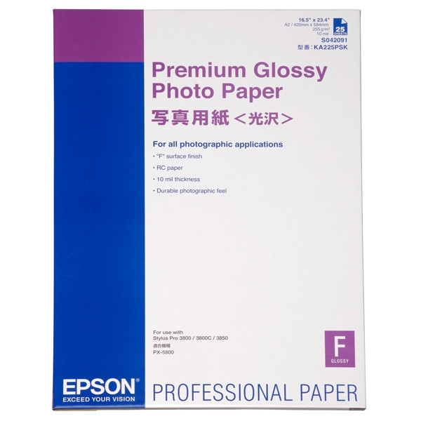 Epson S042091 Premium Glossy papier photo 255 g/m² A2 (25 feuilles) C13S042091 153042 - 1