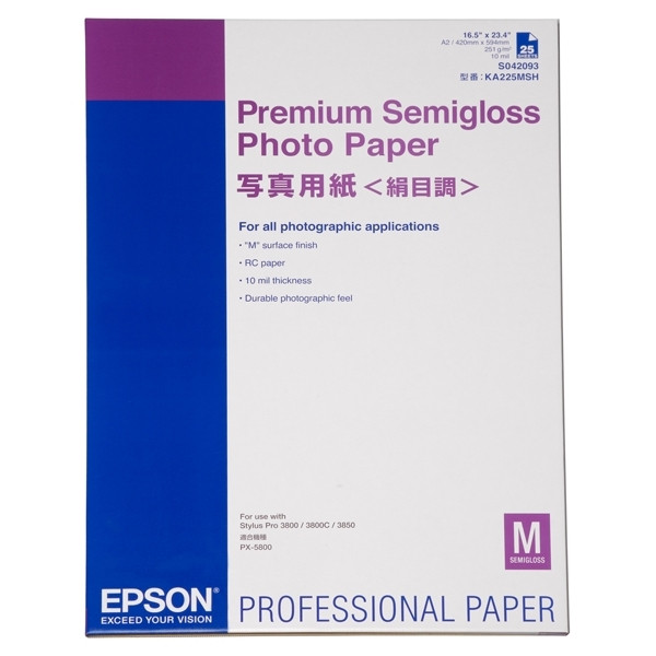 Epson S042093 Premium Semigloss papier photo 250 g/m² A2 (25 feuilles) C13S042093 153044 - 1