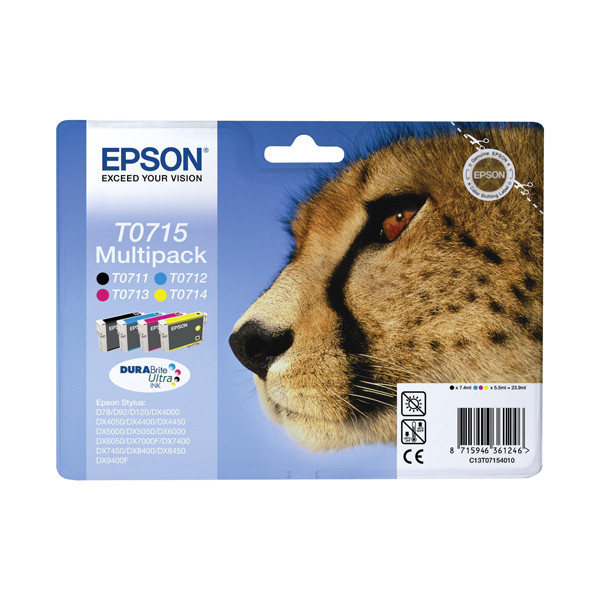 Epson T0715 multipack 4 cartouches d'encre (d'origine) C13T07154010 C13T07154012 023065 - 1