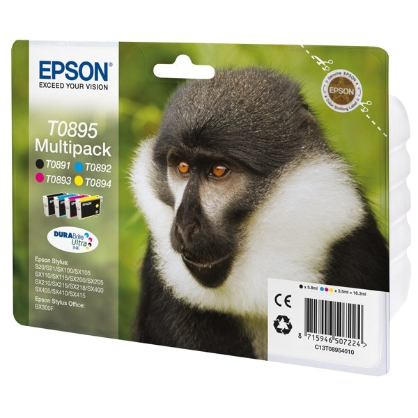 Epson T0895 multipack noir + 3 couleurs (d'origine) 023352 Epson T0895 multipack noir + 3 couleurs (d'origine) 023352 - 1